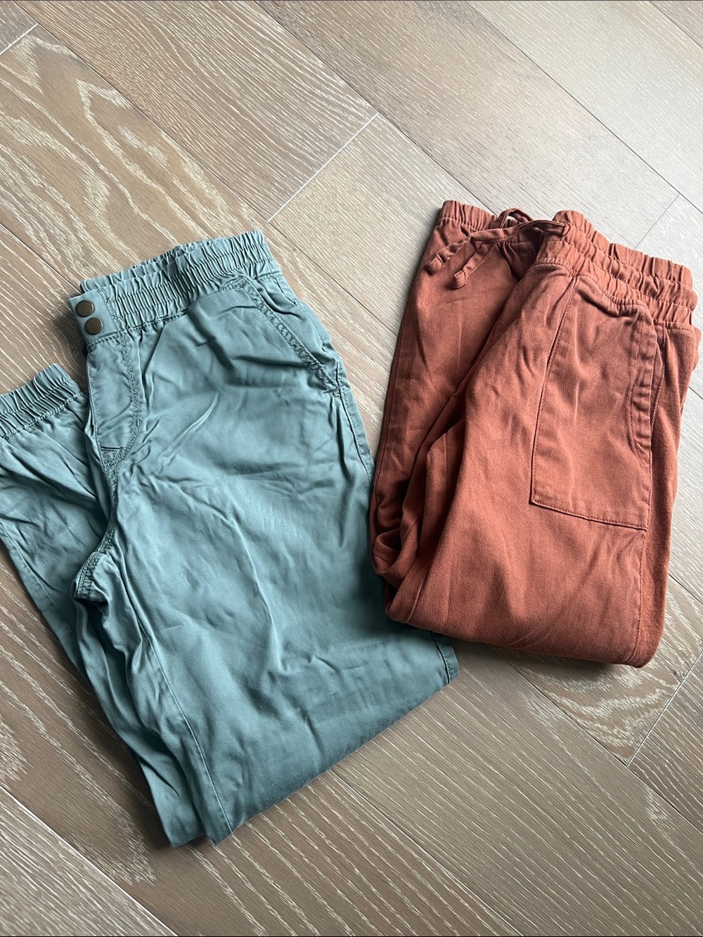 2 pair Elastic-Waist Bottoms - Sage Green and Rust